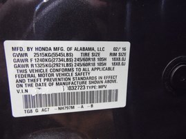 2016 Honda Pilot EX-L Gray 3.5L AT 2WD #A21391